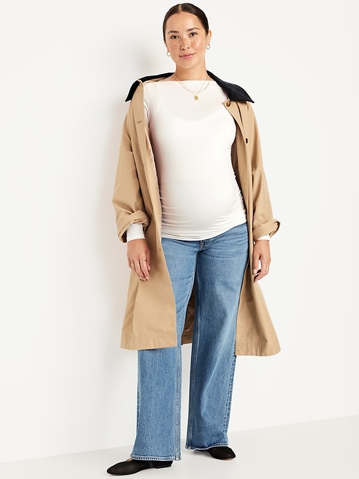 Image number 3 showing, Maternity Long-Sleeve Slit-Neck T-Shirt