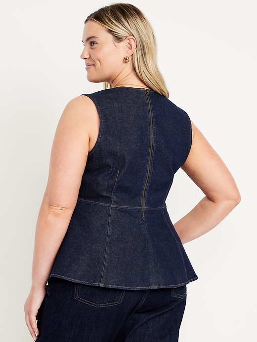 Image number 7 showing, High-Neck Jean Peplum Top