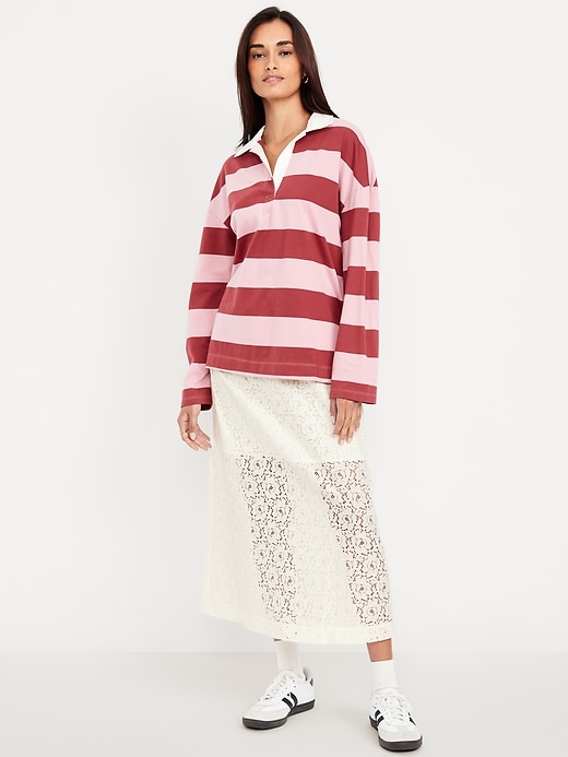 Image number 1 showing, High-Waisted Lace Midi Skirt