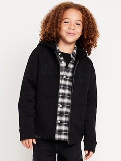 Logo-Graphic Sherpa-Lined Zip Hoodie for Boys
