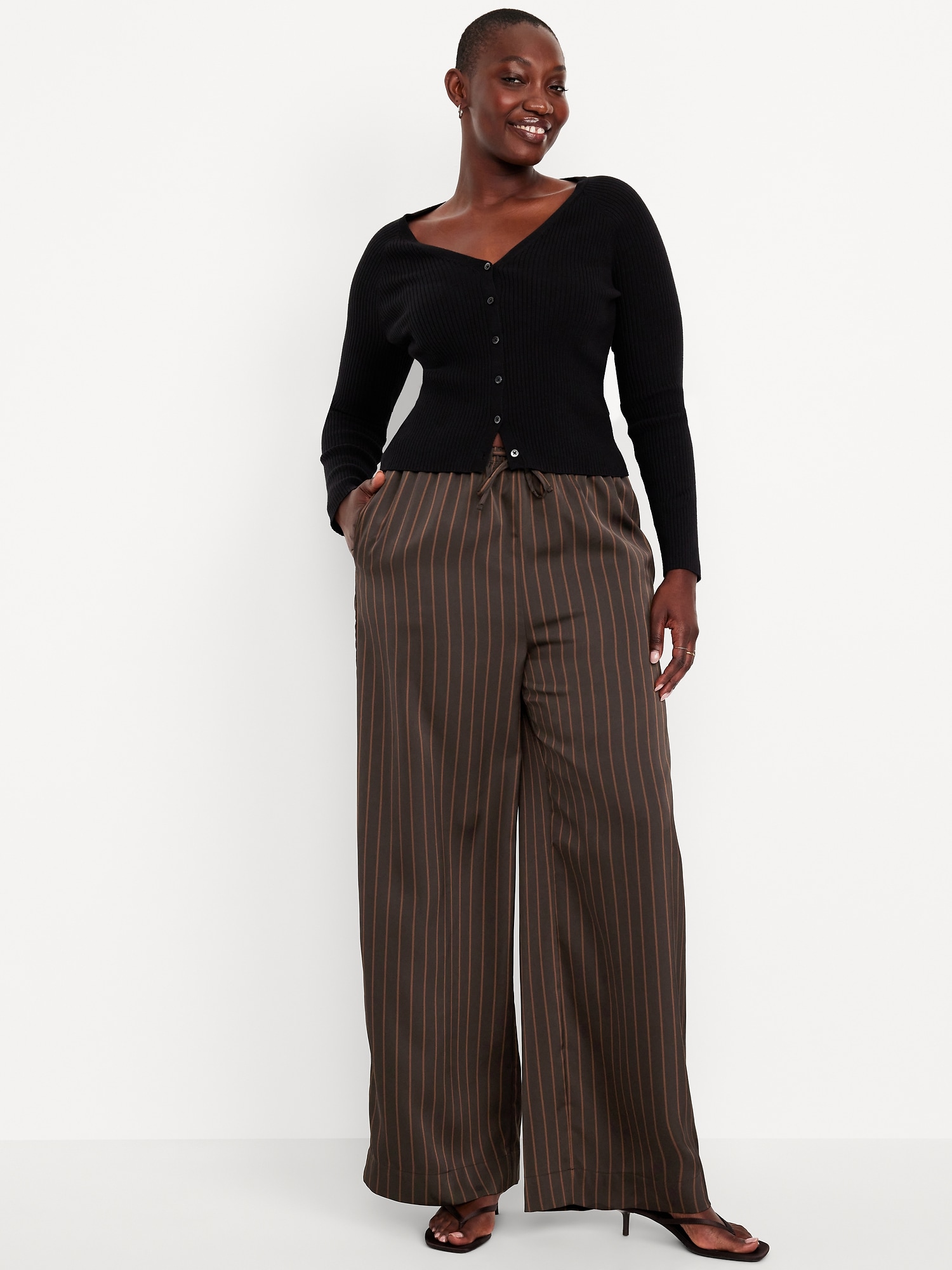 High-Waisted Satin Wide-Leg Pants