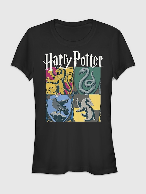 Harry Potter All Houses Graphic T-Shirt - Black