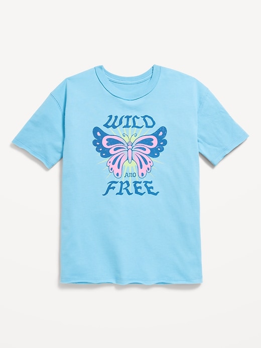 Image number 3 showing, Oversized Short-Sleeve Graphic Raw-Edge T-Shirt for Girls