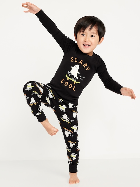 Printed Snug-Fit Pajama Set for Toddler & Baby - Black Jack
