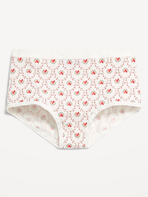 High-Waisted Everyday Brief Cotton Underwear - Tossed Hearts