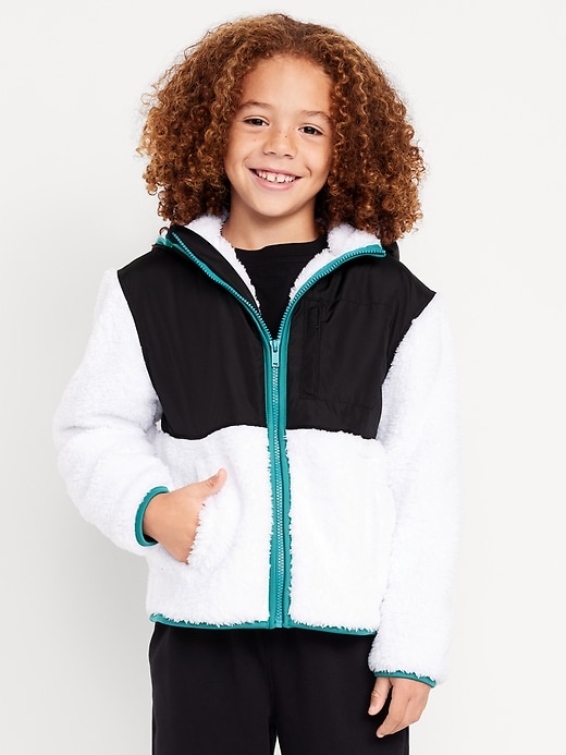 Image number 1 showing, Loose Sherpa Pocket Hooded Jacket for Boys