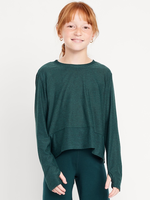 CloudMotion Long-Sleeve Performance T-Shirt for Girls - Emerald Isle