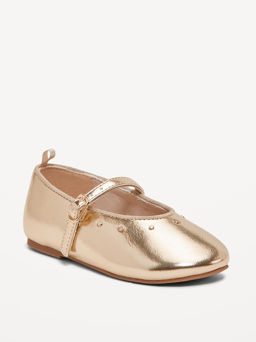 Image number 1 showing, Shiny Faux-Leather Ballet Flats for Toddler Girls