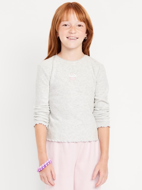 CozePlush Long-Sleeve Graphic T-Shirt for Girls - Heather Grey