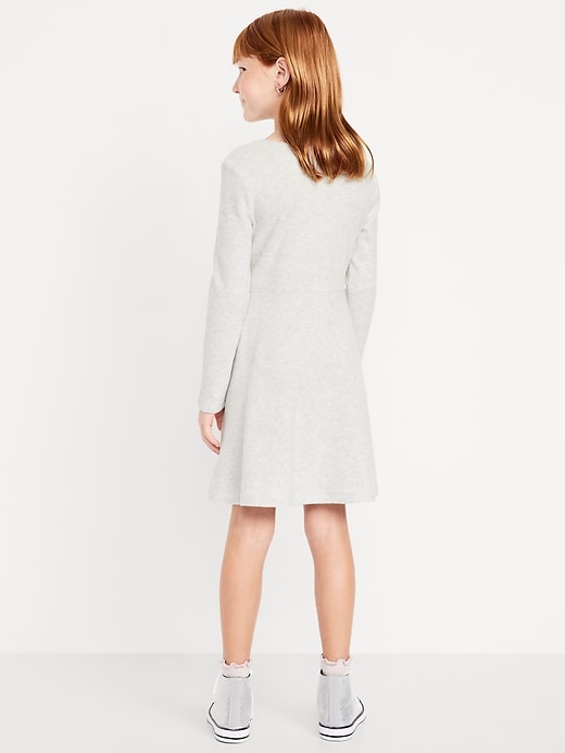 Image number 2 showing, Cozy Long-Sleeve Ribbed Fit and Flare Dress for Girls