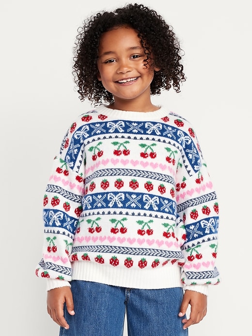 Image number 1 showing, SoSoft Printed Oversized Sweater for Girls