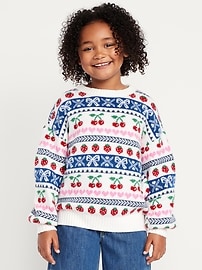 Image number 1 showing, SoSoft Printed Oversized Sweater for Girls