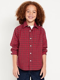 Image number 1 showing, Long-Sleeve Plaid Poplin Pocket Shirt for Boys