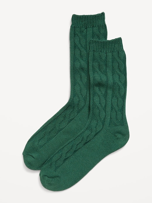 Image number 1 showing, Cable Knit Crew Socks for Women