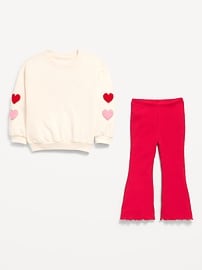 Image number 2 showing, Crew-Neck Sweatshirt and Flare Leggings Set for Toddler Girls