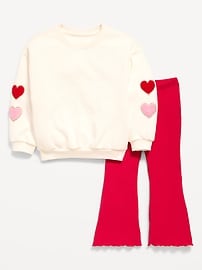 Image number 1 showing, Crew-Neck Sweatshirt and Flare Leggings Set for Toddler Girls