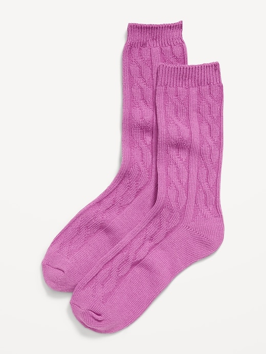 Image number 1 showing, Cable Knit Crew Socks for Women