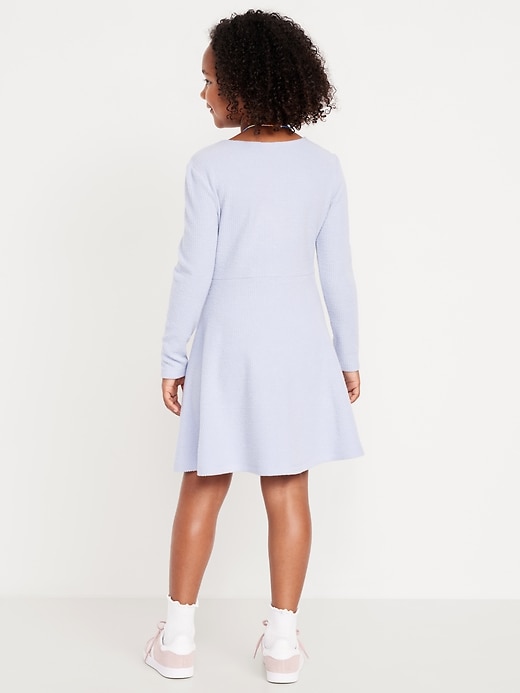 Image number 2 showing, Cozy Long-Sleeve Ribbed Fit and Flare Dress for Girls