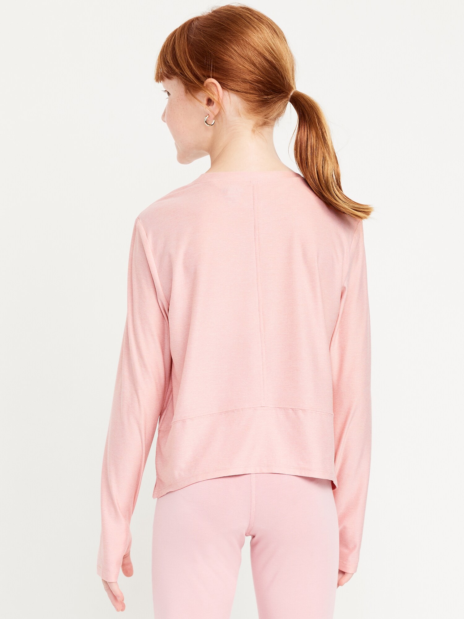 Футболка Old Navy CloudMotion Long-Sleeve Performance T-Shirt для девочек, цвет: Розовый — фото 2