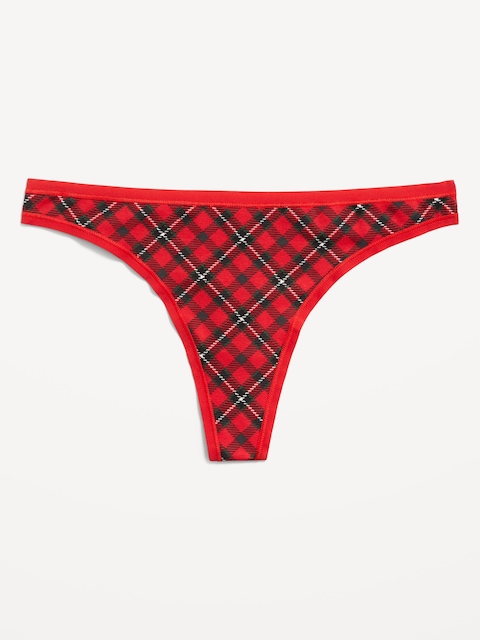 Low-Rise Everyday Cotton Thong - Heartthrob Red Tartan
