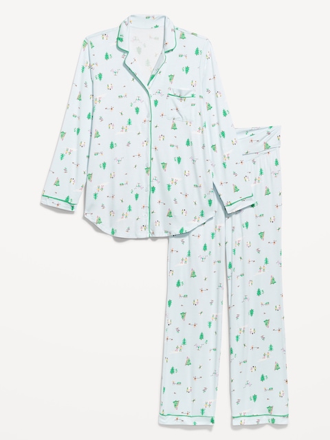 Maternity Classic Pajama Set - Winter Village Blue