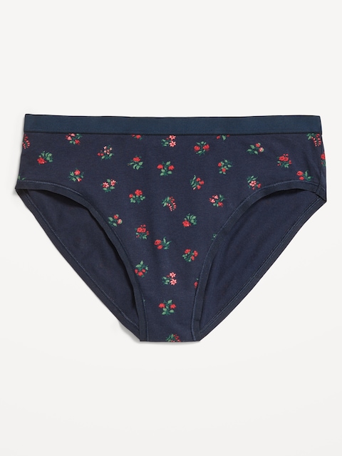 High-Waisted Everyday Cotton Underwear - Navy Floral