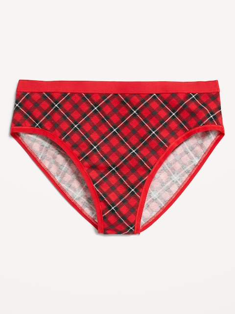 High-Waisted Everyday Cotton Underwear - Heartthrob Red Tartan