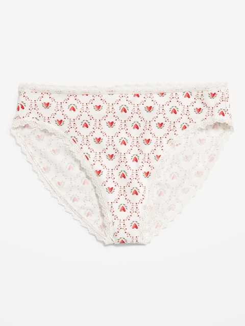 High-Waisted Lace-Trim Bikini Underwear