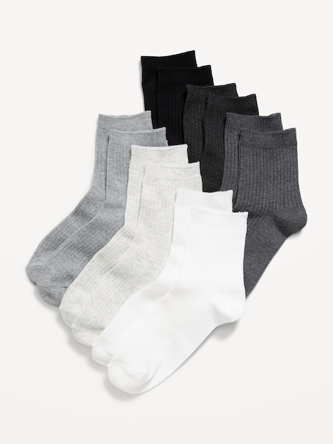 Novelty Quarter Crew Socks 6-Pack for Women - Gray Combo