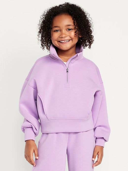 Image number 1 showing, Half-Zip Bounce Fleece Pullover Sweatshirt for Girls
