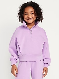 Image number 1 showing, Half-Zip Bounce Fleece Pullover Sweatshirt for Girls