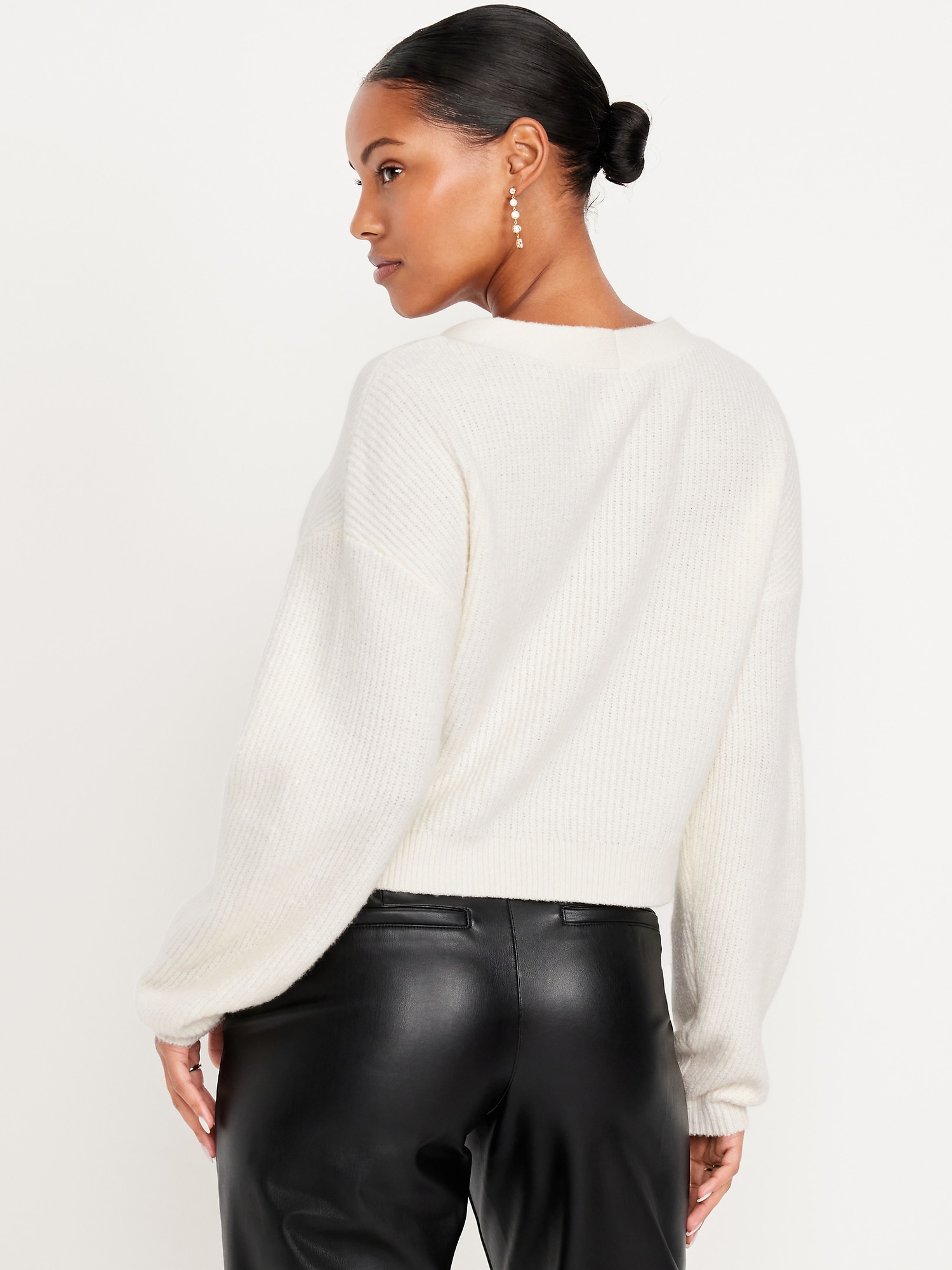 SoSoft V-Neck Bow-Front Cardigan Sweater