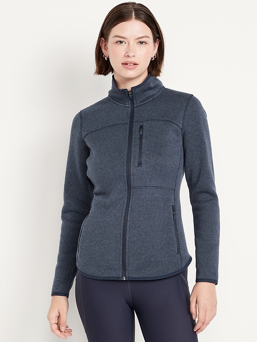 Image number 1 showing, Sweater-Knit Fleece Zip Jacket