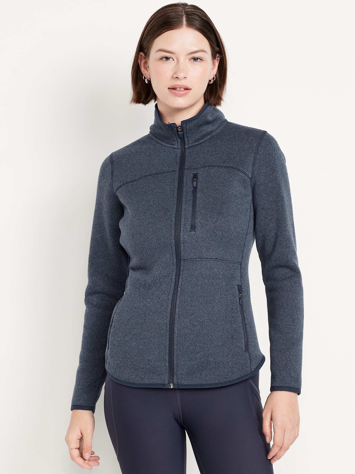 Sweater-Knit Fleece Zip Jacket