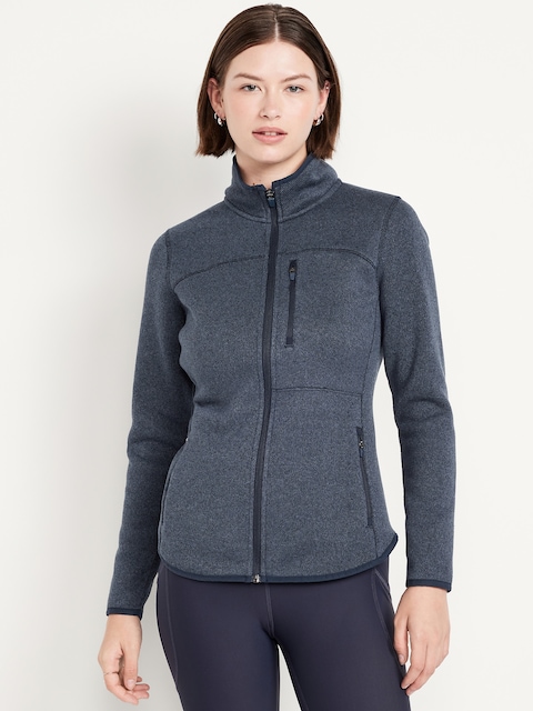 Sweater-Knit Fleece Zip Jacket - Dusk Navy