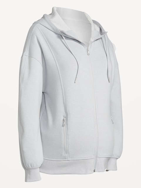 Maternity Dynamic Fleece Full-Zip Hoodie - Faux-Heather Gray
