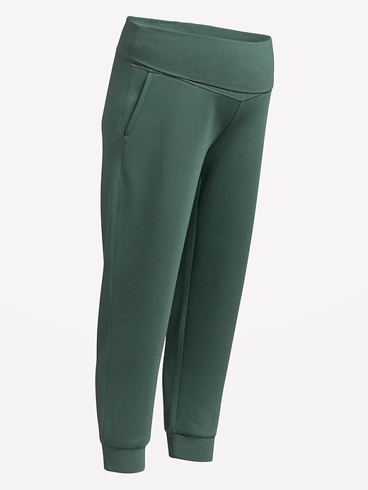 Image number 4 showing, Maternity Bounce Fleece Rollover-Waist Jogger Sweatpants