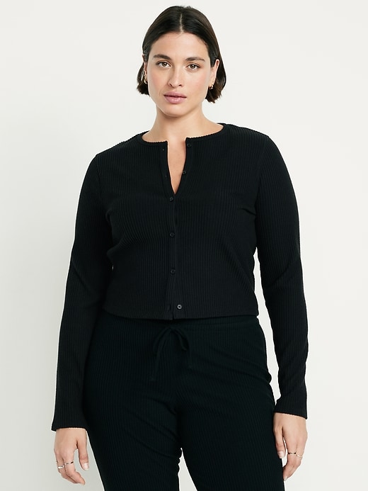 Image number 5 showing, Cropped Rib Cardigan Sweater