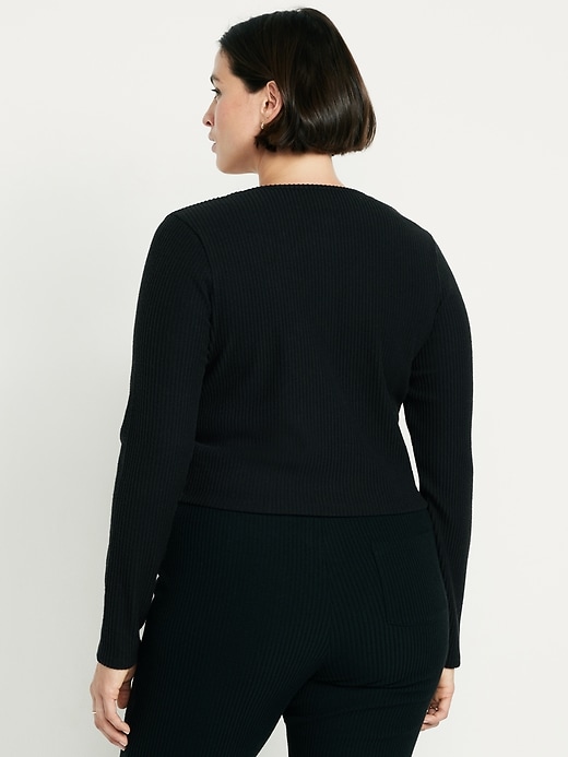 Image number 6 showing, Cropped Rib Cardigan Sweater