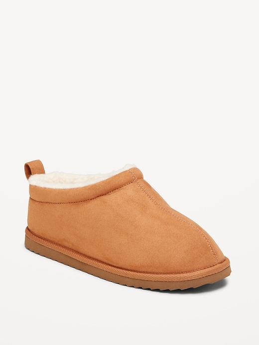 Image number 1 showing, Faux-Suede Sherpa Lined Mule Slippers for Boys