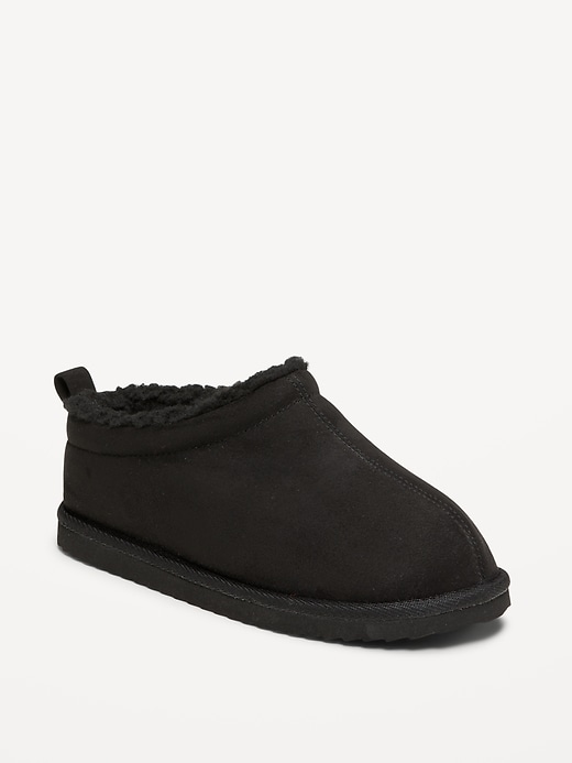 Image number 1 showing, Faux-Suede Sherpa Lined Mule Slippers for Boys
