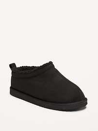 Image number 1 showing, Faux-Suede Sherpa Lined Mule Slippers for Boys