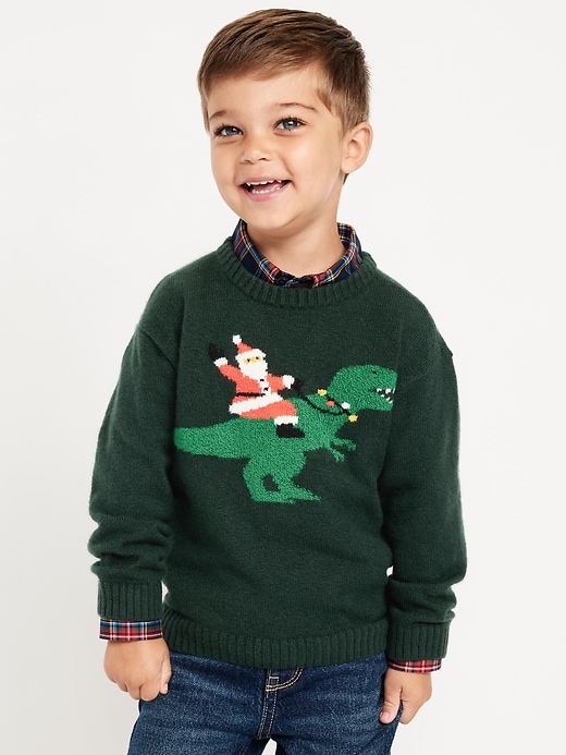 Image number 1 showing, SoSoft Oversized Holiday Graphic Sweater for Toddler Boys