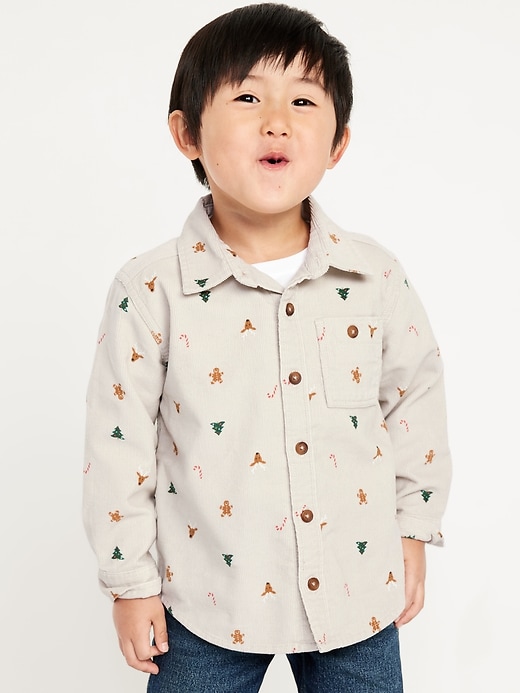 Image number 1 showing, Long-Sleeve Corduroy Pocket Shirt for Toddler Boys