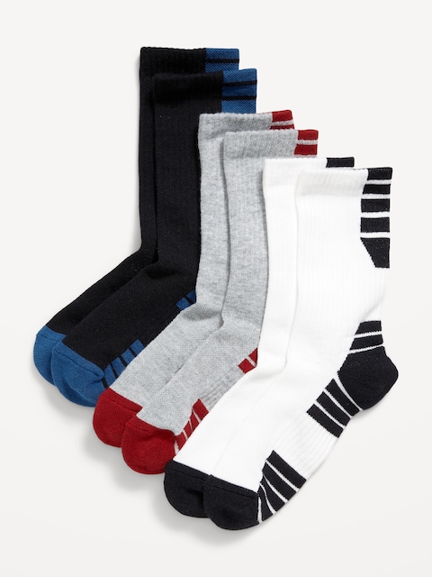 Crew Go-Dry Basketball Socks 3-Pack for Boys - Multi Color