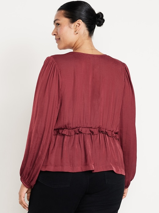 Image number 8 showing, Satin Ruffle Tie-Front Top