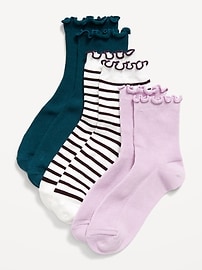 Image number 1 showing, Ruffled Crew Sock 3-Pack for Women