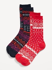 Image number 1 showing, Fair Isle Crew Socks 2-Pack for Women