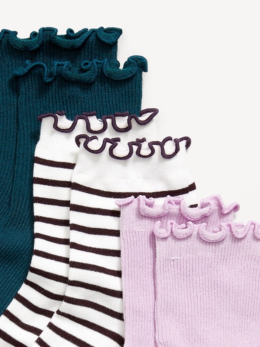 Image number 2 showing, Ruffled Crew Sock 3-Pack for Women