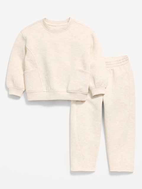 Bounce Fleece Crew-Neck and Sweatpants Set for Toddler Girls - Oatmeal Heather